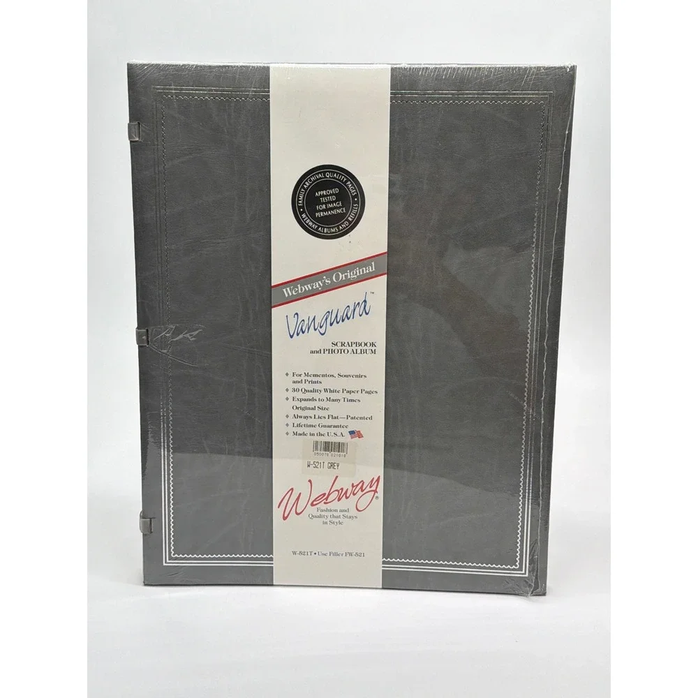 Webway Vanguard Scrapbook Photo Album Grey W-521T Archival 30 Pages Made in USA